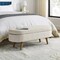 Linen Upholstered Modern Storage Bench with Wood Legs and Flip-Top